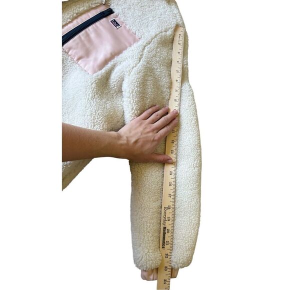 Levi's High Pile Fleece Hooded Zip Jacket Cream Pink XL - Picture 6 of 14